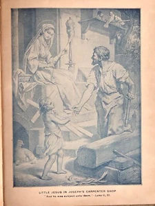 1909 Dbl Book Print~"Little Jesus in Carpenter Shop/Christ Healing Sick" Hofmann - Picture 1 of 10