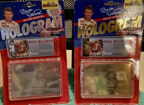 1992 Wheels Racing Bill Elliot Gold & Silver Hologram & Authentic Ticket lot NIB Cover