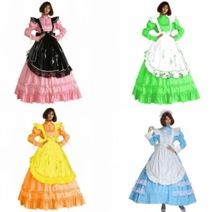 Gótico Lolita Niña Sissy Criada Pvc Bloqueable Vestido Largo Cosplay Disfraz A Medida s - Imagen 1 de 17