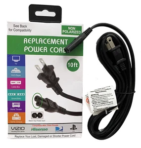 Universal Replacement Power Cord Cable 10FT Non-Polarized Vizio Samsung NEW - Picture 1 of 4
