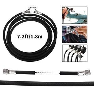 Airbrush Hose with 1/8" BSP Fitting Ends & 1/4" to 1/8" Compressor Adapter - Picture 1 of 9