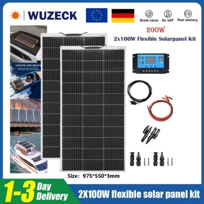 200W Flexibel Solarmodul Solarpanel Monokristallin für Wohnmobil Auto Camping - Bild 1 von 4