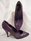 USED Quality Craft Purple Real Snakeskin Leather Stiletto Heels 6B Wow!!!