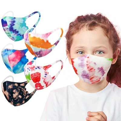 5 Pack Tie-Dye Pattern Print Unisex Kids Face Masks Reusable Washable Breathable - Image 1 of 3