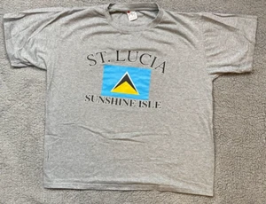 Camiseta Santa Lucía Adulto XL Gris Caribe Manga Corta Gráfico Camiseta Algodón De Colección - Imagen 1 de 7