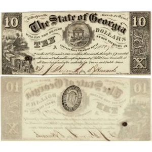 March 20, 1865 $10 State of Georgia Note, Cr. 33b [R7] - About Uncirculated+ - Picture 1 of 1