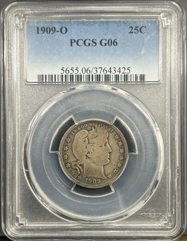 1909-O PCGS G06 Barber Quarter 25c - Circulated Example Cover