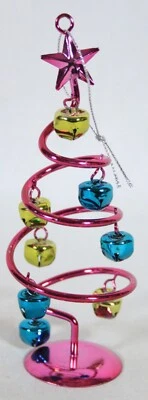 RARE! VINTAGE METAL CHRISTMAS TREE WITH MULTI-COLORED JINGLE BELLS ORNAMENTS NEW - Image 1 of 4