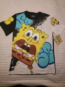 Nickelodeon Spongebob Squarepants Youth Boys T Shirt Graphic Black And White - Picture 1 of 6
