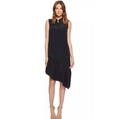 Equipment Tira Shirt Dress Black Silk Asymmetric Sleeveless Small  - Image 1 of 4