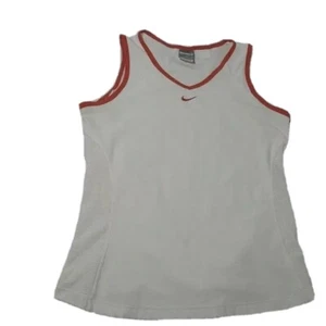 Nike Athletic Tank V-Neck Orange & White Fit Dry Small Logo ** MINOR WEAR ** - Picture 1 of 8