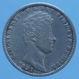 CARLO ALBERTO LIRA 1831 TORINO ARGENTO SILVER COIN CURRENCY NUMISMATICA - Foto 1 di 2