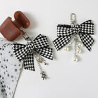 Black And White Plaid Bow Keychain Pearl Bear Chain Mobile Phone Case Pendant