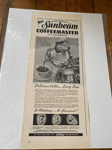 Vintage 1943 Sunbeam Coffeemaster Good Things Come With Peace WW II Homefront ad - Picture 1 of 1