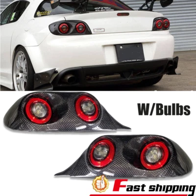 Fit 2003-2008 Mazda RX8 LED Rear Tail Light Carbon Fiber Brake Lamp w/Wiring - Image 1 of 4
