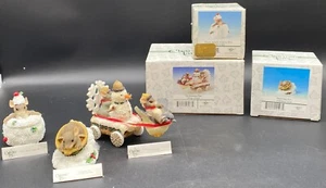 CHARMING TAILS SNOWMAN FLOAT, SLEDDING NUT & SNOW ANGELS LIDDED BOX - Picture 1 of 14