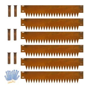 6" H Corten Steel Landscaping Edges Metal Garden Edging w/ 6 Clips for Yard Lawn - Picture 1 of 6