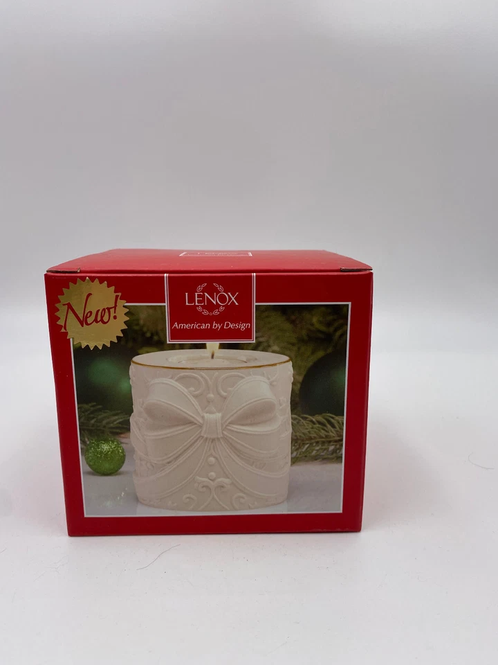 Lenox Raidient Light Bow Votive 24 KT Accents Candle Holiday