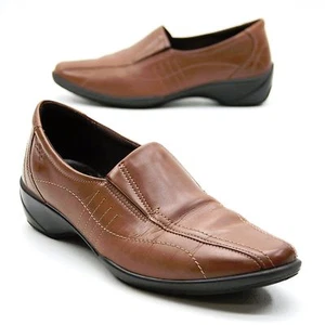 ECCO Shine Slip On Ladies 38 (about 7.5) Stretch Wedge Comfort Walking Loafers - Picture 1 of 12