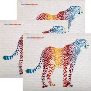 swedishdishcloth Colorful Cheetah Set of 3 each Swedish Dishcloths |ECO Friendly - Picture 1 of 1