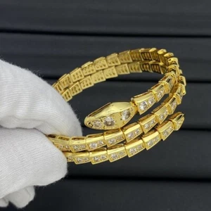 Classic Women Full Crystal Luxury Snake Cuff Bangle Bracelet Valentine Gift - Picture 1 of 13