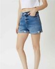 Kancan Jeans High Rise Roll Cuff Womens Denim Shorts Medium Wash Kc9236m Small