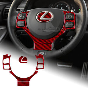 For Lexus RC300 350 200T Red Steering Wheel Button Cover Sticker Carbon Fiber