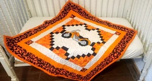Baby Quilt m/w Like Harley Motorcyle Applique Fabric - Picture 1 of 3