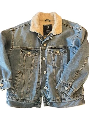 GAP Teen Jean Lined Jacket Size 8/9 M Very Thick And Warm Sherpa - Image 1 of 4