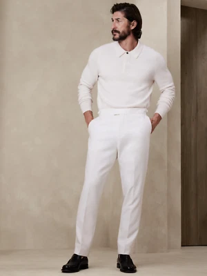 Pantalones de esmoquin BANANA REPUBLIC LANZA ITALIANOS 38 X 30,5 | BLANCO ROTO #512823 NUEVO Foto 1 de 4