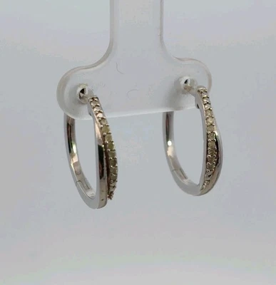 Pendientes de aro EFFY de plata de ley diseño retirado con diamantes Foto 1 de 4