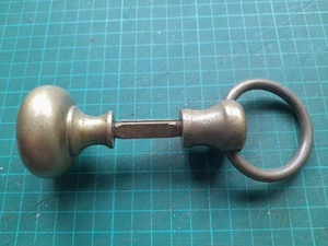 PAIR OF VINTAGE SOLID Brass Door Knobs/pull With Ring Pull VERY UNUSUAL **RARE - Picture 1 of 7