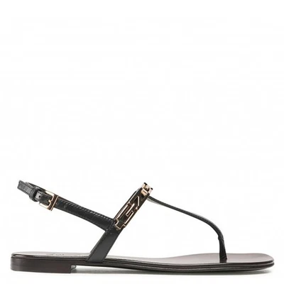 Sandalias de Tanga Giuseppe Zanotti Damas Negras Musicaa Monograma, Marca Talla 35 (EE. UU. Foto 1 de 4