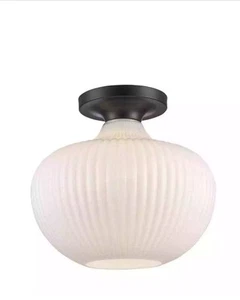 Bel Air Lighting Aristo 12 in. 1-Light Black Semi-Flush Mount Ceiling Light - Picture 1 of 5