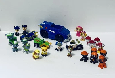 PAW PATROL Lote de 25 Juguetes 21 Figuras 4 Vehículos Persecución Marshall Robo Perro Zuma Foto 1 de 4