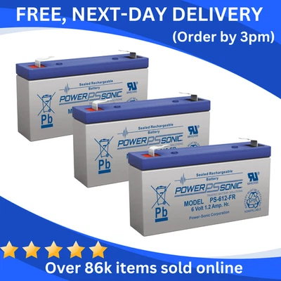 3 x Response Compatible Replacement Batteries, Alarm Panel & Bell Box - 6V 1.3ah - Image 1 of 2