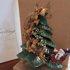 Figura metálica Christmas Above the Tree Tops Papá Noel trineo ciervo 10" HOMCO Lloyd - Imagen 1 de 11