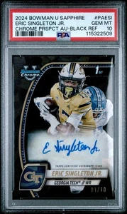 Eric Singleton Jr. 2024 BOWMAN U CHROME SAPPHIRE BLACK /10 Auto 1st PSA 10 POP1 - Picture 1 of 1