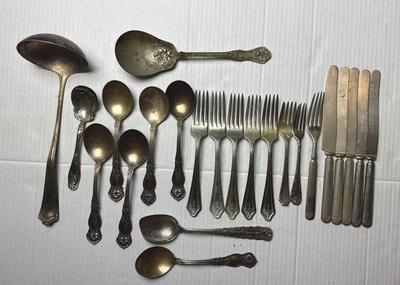 Antique Rogers Flatware 23 Pieces Silver Plate Forks Tea Soup Spoons Primitive - Image 1 of 4