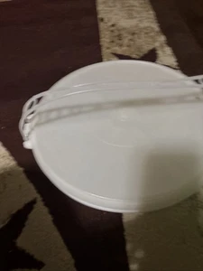 2 PC Vintage Tupperware Party Susan - Divided Fruit Veggie Dip Tray w/ Lid - Picture 1 of 6