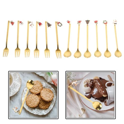 1 Set dekorativer Kaffeelöffel tragbare Früchte Forks Christmas Party Tailware - Bild 1 von 4