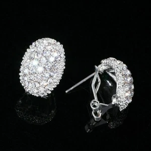 Round Cut Simulated Diamond Stunning Fancy Stud Earring In 14k White Gold Plated - Picture 1 of 5