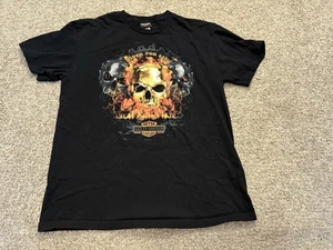 Camicia Harley Davidson taglia XL vendita militare Kandahar Afghanistan teschio fiammeggiante - Foto 1 di 5