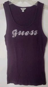 Guess Woman’s Rhinestone Detail Tank Top Purple Size M - Picture 1 of 3