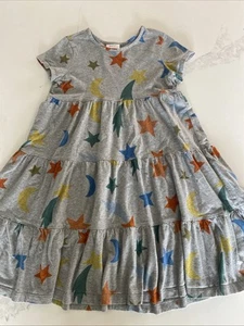 Hanna Andersson Gray Tiered Stars Moons Dress Girls Size 130 8 - Picture 1 of 7