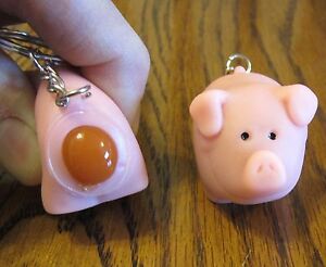 40 NEW NAUGHTY POOPING PIG KEYCHAINS SQUEEZE ANIMALS POOP TURD KEY RING CHAIN