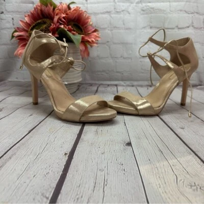 antonio melani gold strappy stilleto heel sandals formal wedding sz 8 - Image 1 of 4
