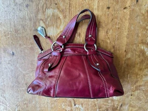 TULA LEATHER HANDBAG UNDERARM STRAP SHOPPER BAG HOBO RED - Picture 1 of 9