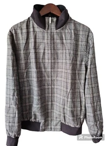 HART SCHAFFNER MARX Men's Full Zipper REVERSIBLE Wool Plaid Solid Jacket Size L - Picture 1 of 10