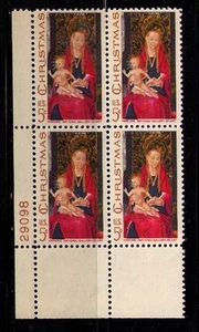 US USA Sc# 1336 MNH FVF Pl# Block Christmas Madonna & Child by Hans Memling Xmas - Picture 1 of 1